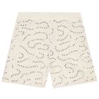 Girls Ivory Sequin Tweed Shorts , 1, hi-res