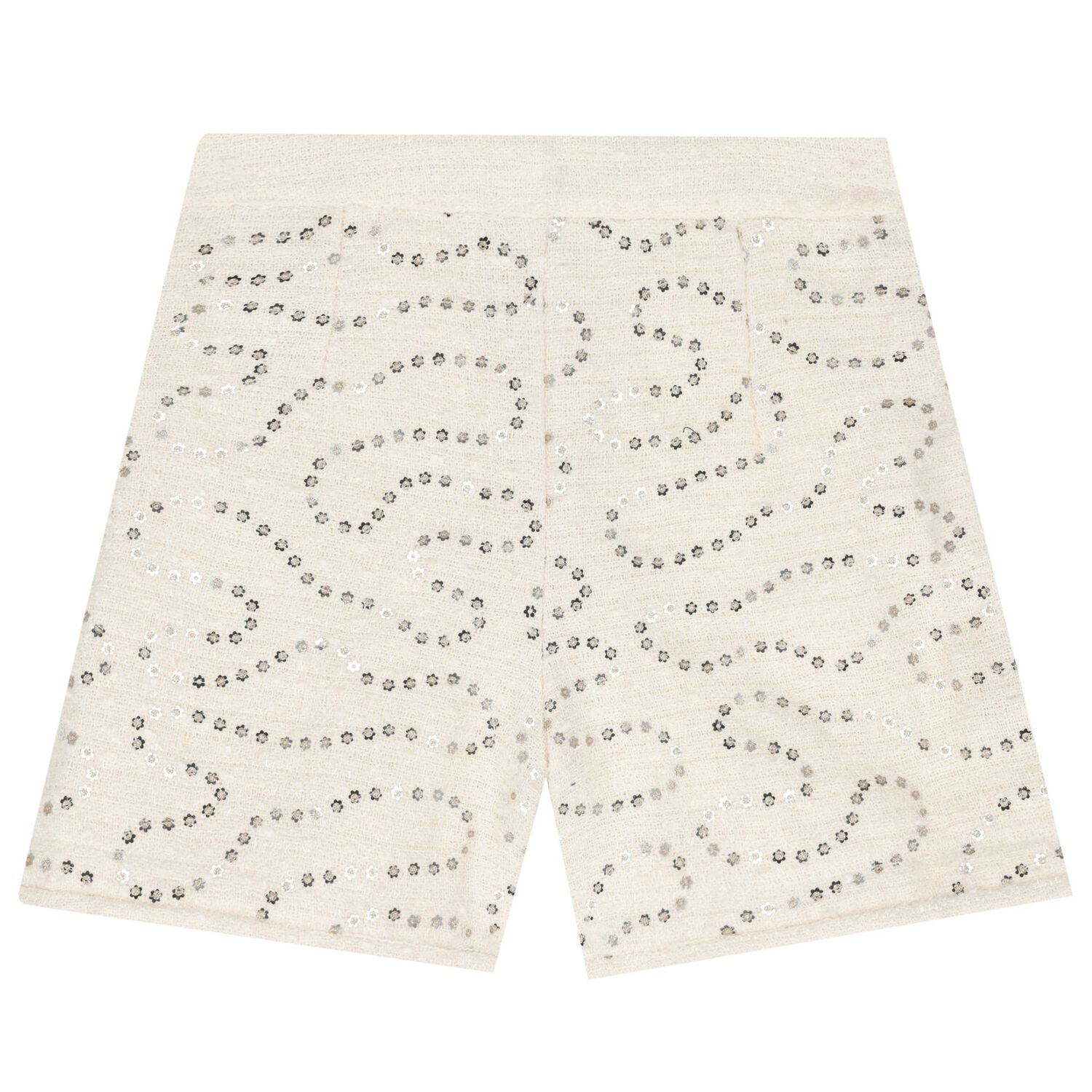 Girls Ivory Sequin Tweed Shorts , 1, hi-res