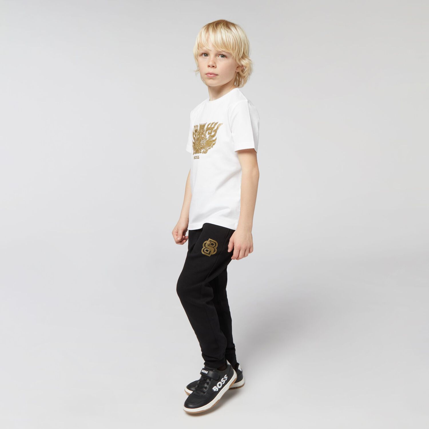 Boys White Dragon Logo T-Shirt, 2, hi-res image number null