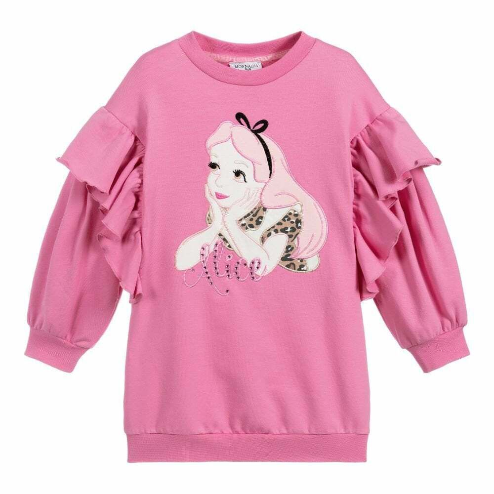 Monnalisa Girls Pink Alice In Wonderland Dress Junior Couture UAE