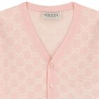 Baby Girls Pink Logo Jacquard Cardigan, 2, hi-res