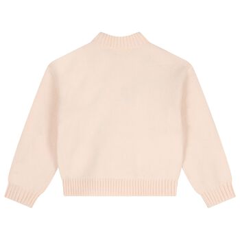 Girls Pink Cat Knitted Sweatshirt