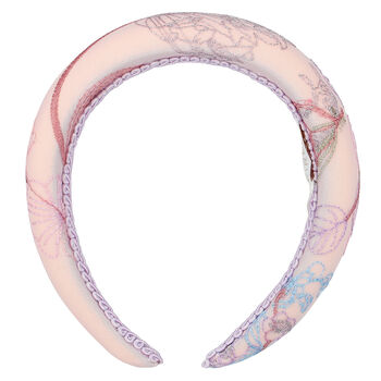 Girls Pink Floral Embroidered Hairband
