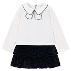 Girls White & Black Velvet Skirt Set, 1, hi-res