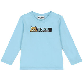Blue Teddy Bear Logo Long Sleeve Top