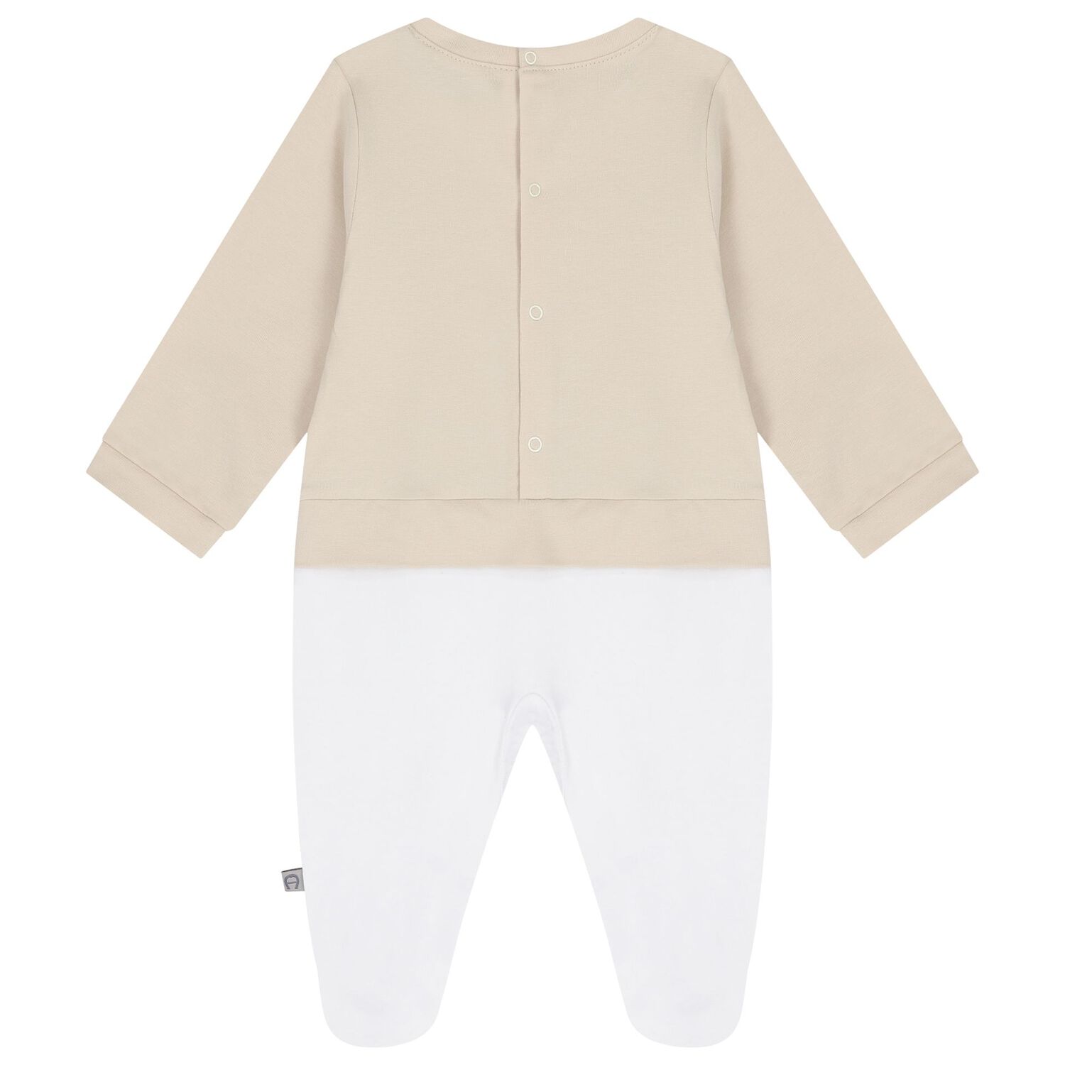 طقم   أفرول بالشعار باللون البيج و الأبيض, 1, hi-res