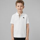 Boys White EKD Logo Polo Shirt, 1, hi-res