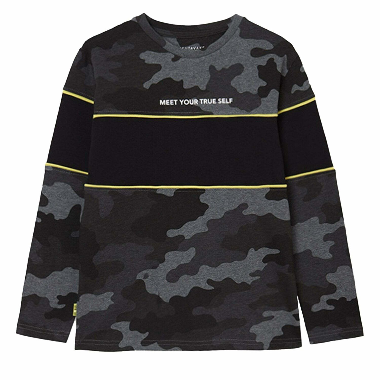 Boys Grey Camo Top, 1, hi-res