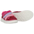 Girls Pink Logo Glitter Trainers, 1, hi-res