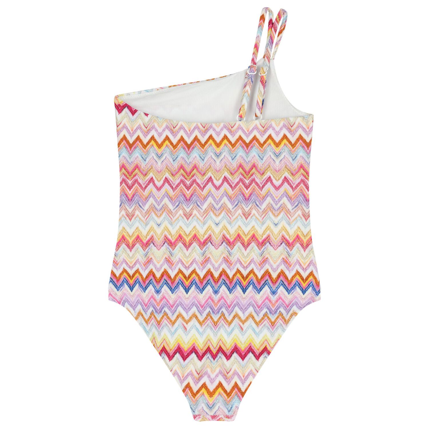 Girls Multi-Coloured Zig Zag Swimsuit, 2, hi-res