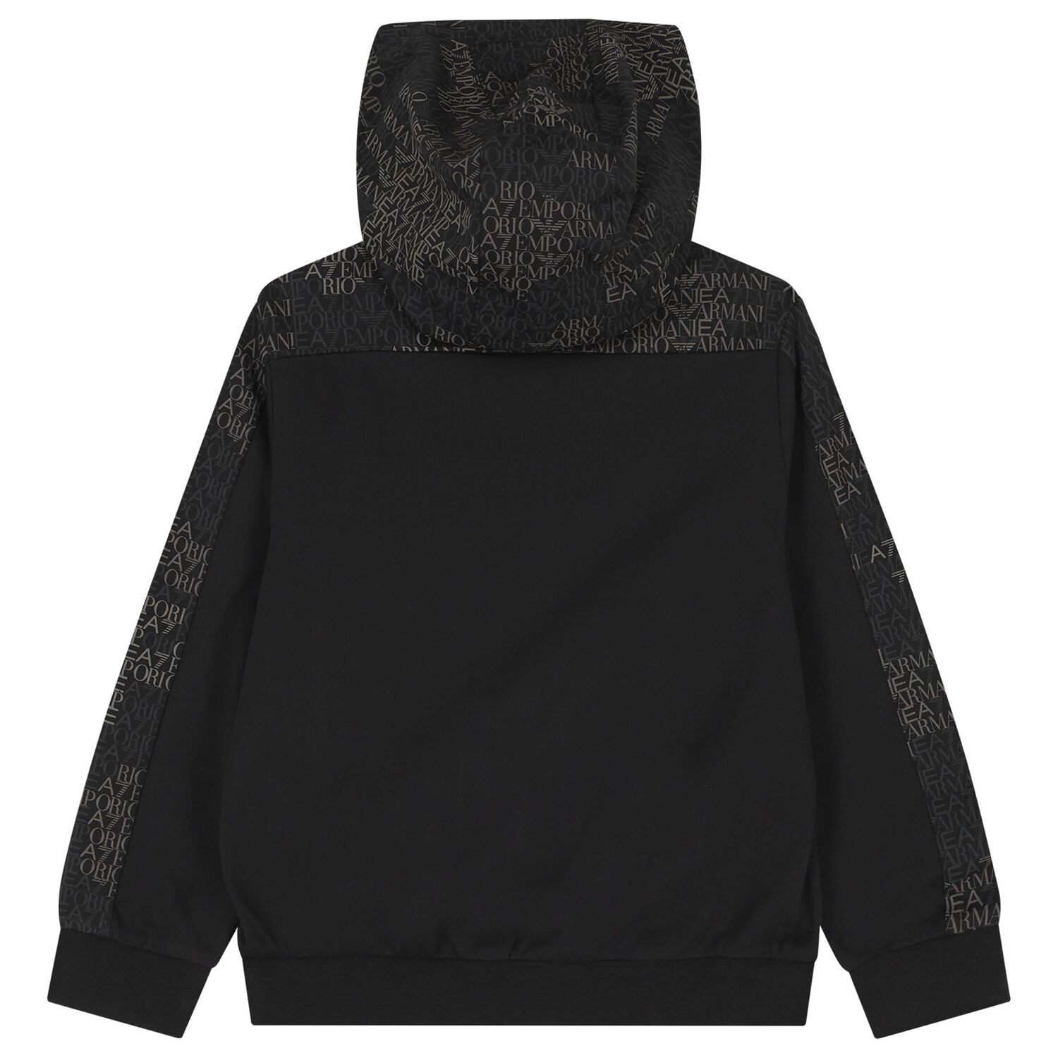 Boys Black Logo Hooded Top, 1, hi-res