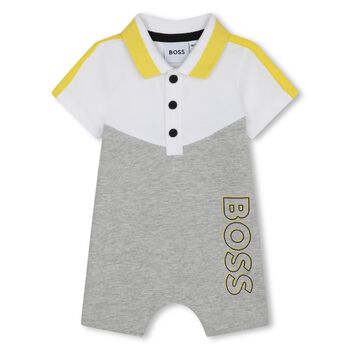 Baby Boys Grey Logo Polo Romper