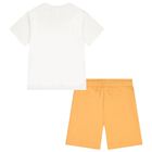 Boys White & Orange Shark Shorts Set, 2, hi-res