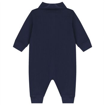 Baby Boys Navy Blue Pony Logo Romper