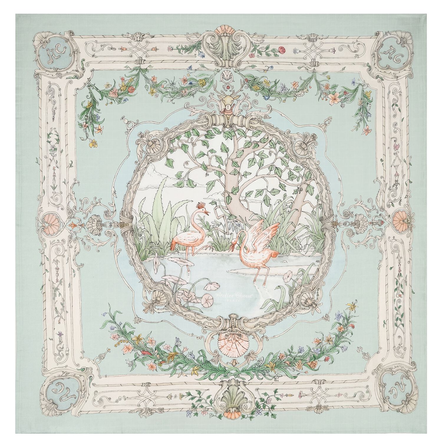 Green Tapestry Swaddle Carr&eacute; Baby Blanket, 2, hi-res