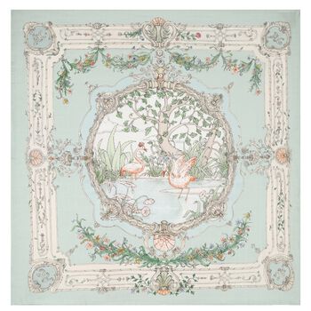 بطانية أطفال مربعة الشكل بنقشة نسيج باللون الأخضر