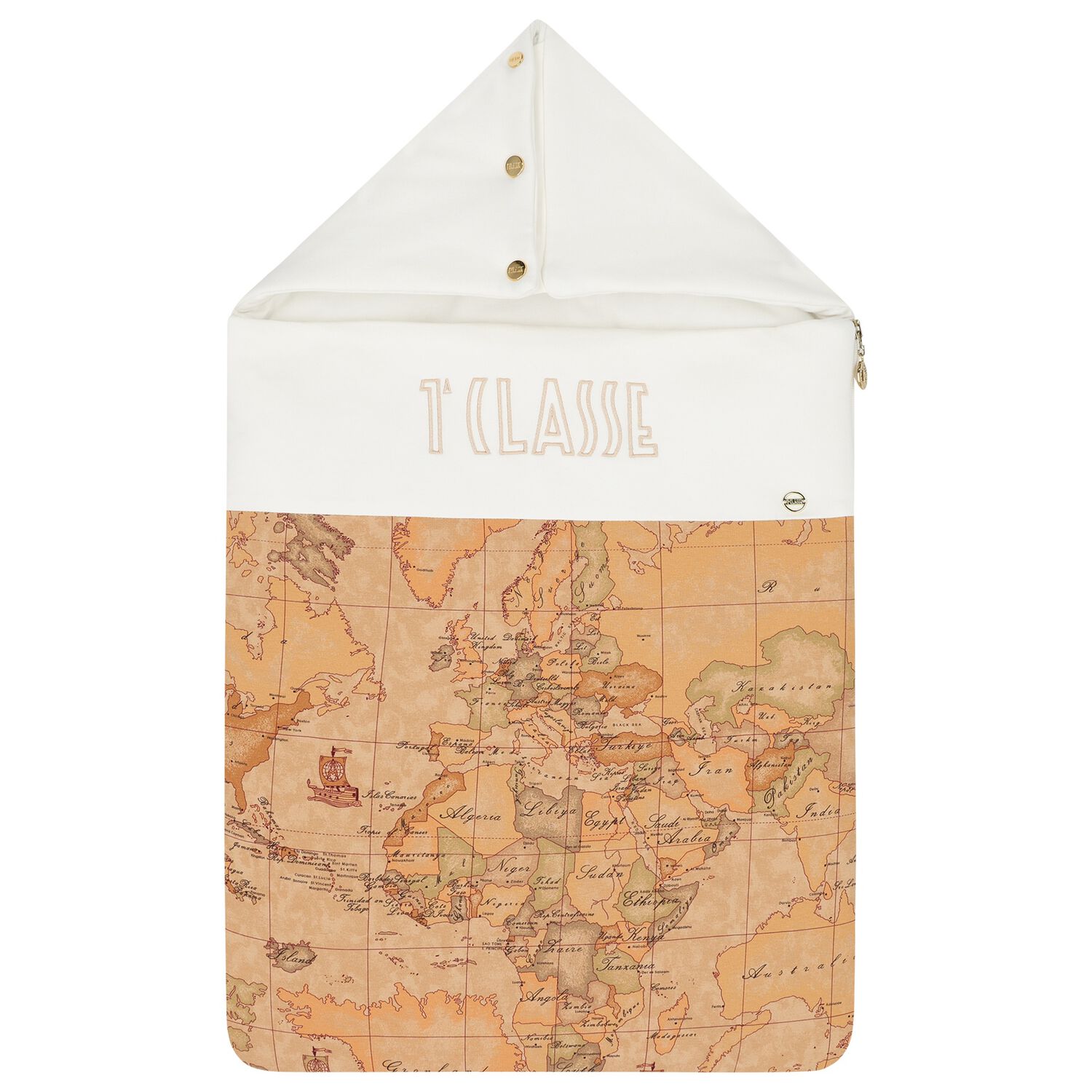 Beige & White Geo Map Baby Nest, 1, hi-res