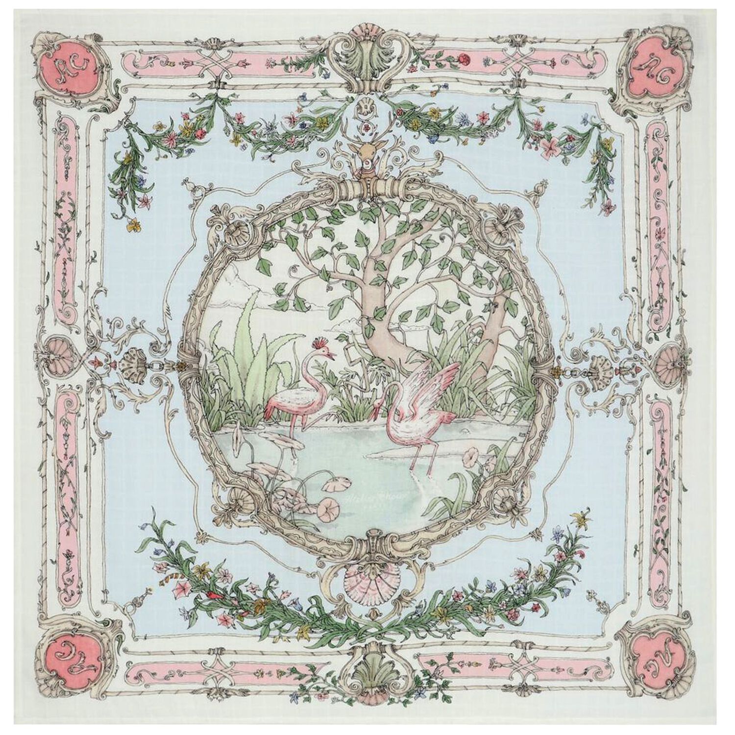 طقم هدية قماط ومريلة مزخرفة باللون العاجى والأزرق, 1, hi-res image number null