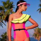 Girls Orange & Yellow Swimsuit, 1, hi-res