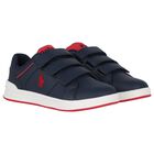 Boys Navy Blue & Red Logo Trainers, 1, hi-res