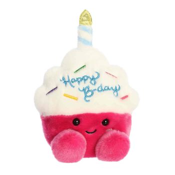 Girls Pink & White Palm Pals Sparkle Birthday Cupcake Soft Toy ( 13CM )