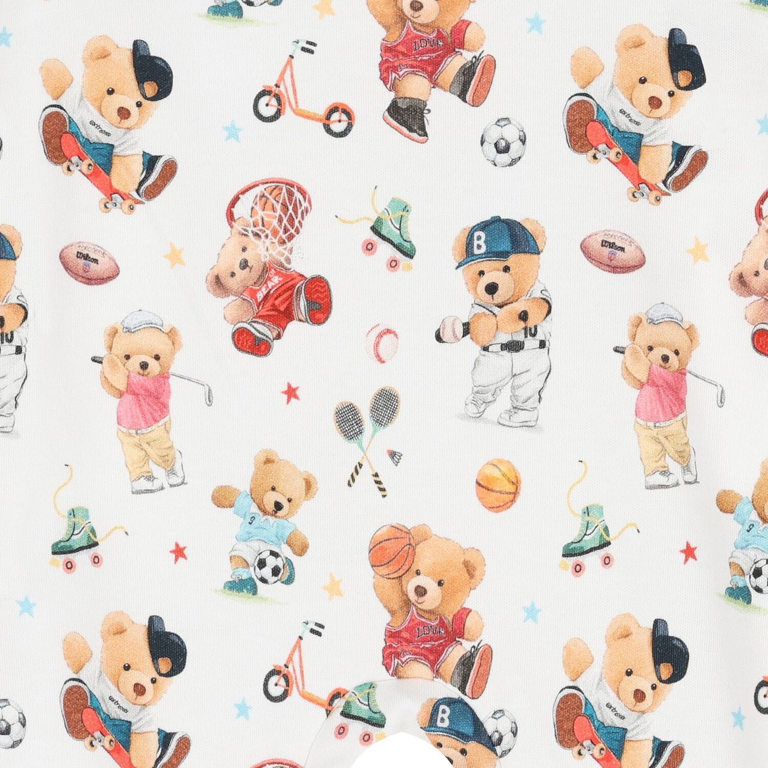 Baby Boys White Playful Bear Babygrow, 1, hi-res image number null