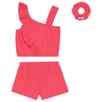 Girls Red Shorts Set