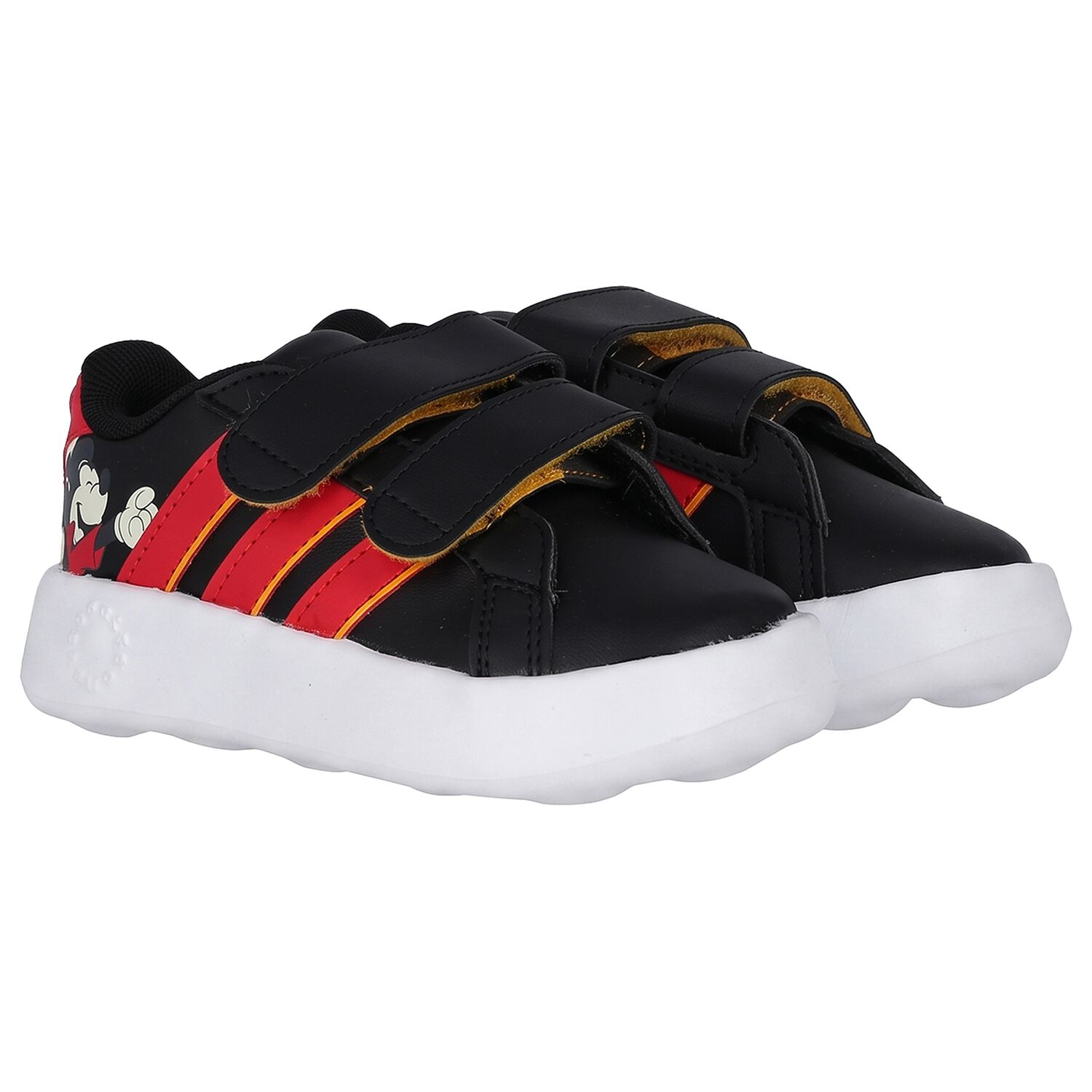 Younger Boys Black & Red Mickey Mouse Disney Grand Court Trainers, 1, hi-res