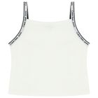 Girls White Logo Sleeveless Top, 2, hi-res