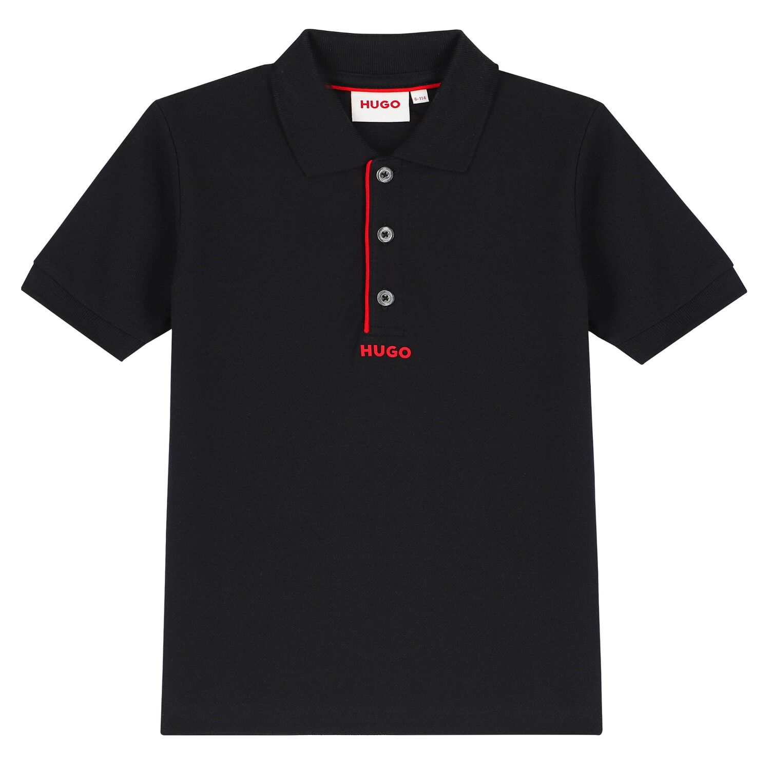 Boys Black Logo Polo Shirt, 1, hi-res