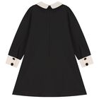 فستان بنات مكشكش باللون الأسود والبيج, 1, hi-res