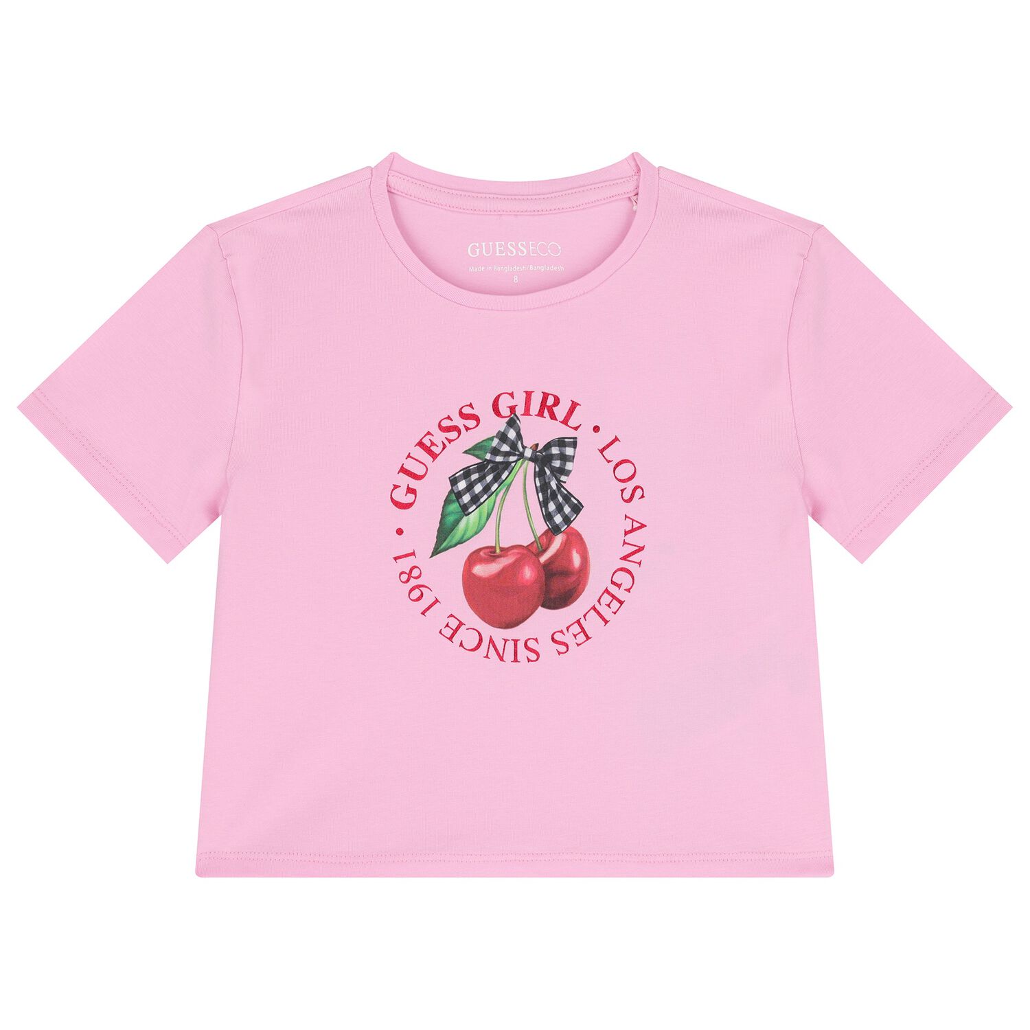 Girls Pink Cherry Logo T-Shirt, 1, hi-res