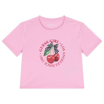 Girls Pink Cherry Logo T-Shirt