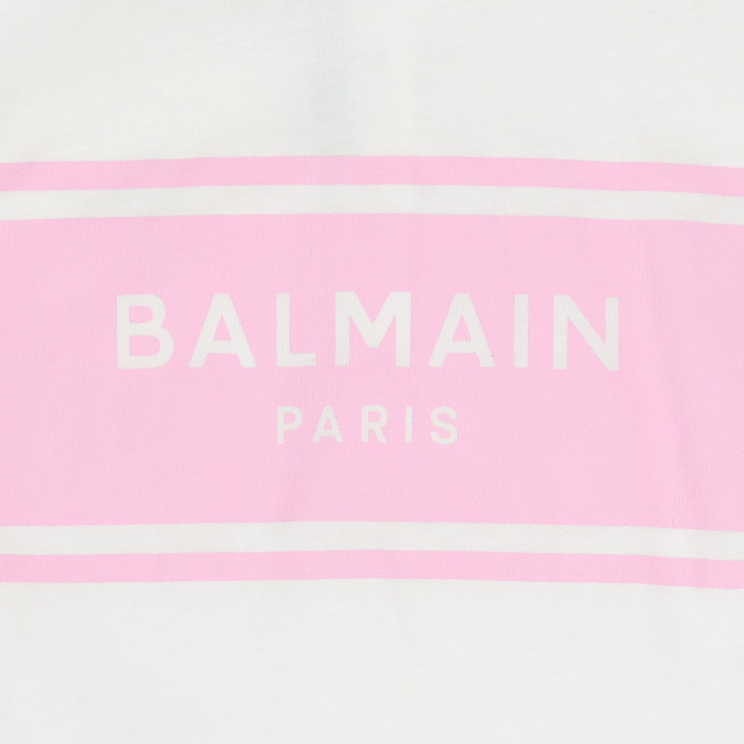 طقم فستان بشعار للبنات بلونين الأبيض و الوردي, 1, hi-res