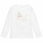 Younger Girls White Long Sleeve Top, 1, hi-res