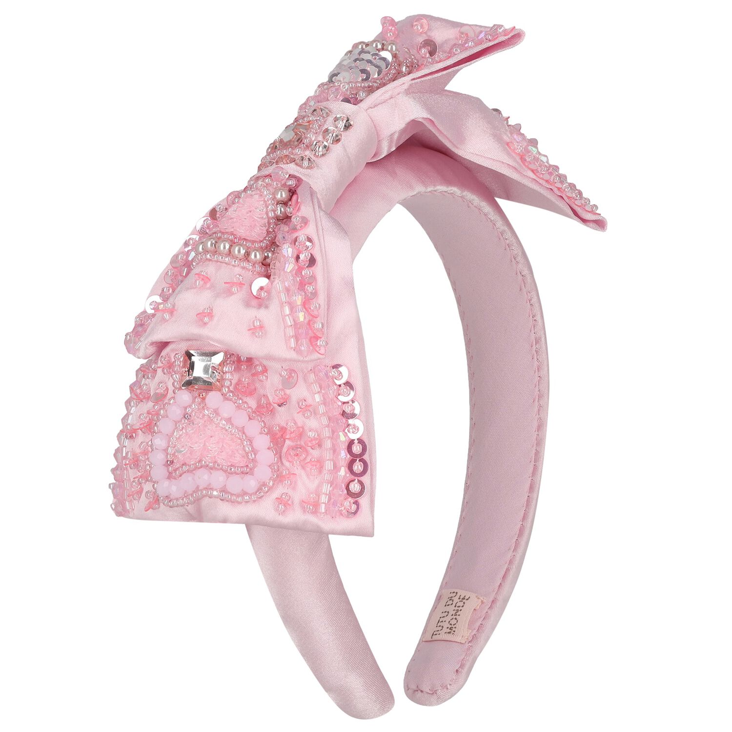 Girls Pink Bow Embellished Headband, 1, hi-res