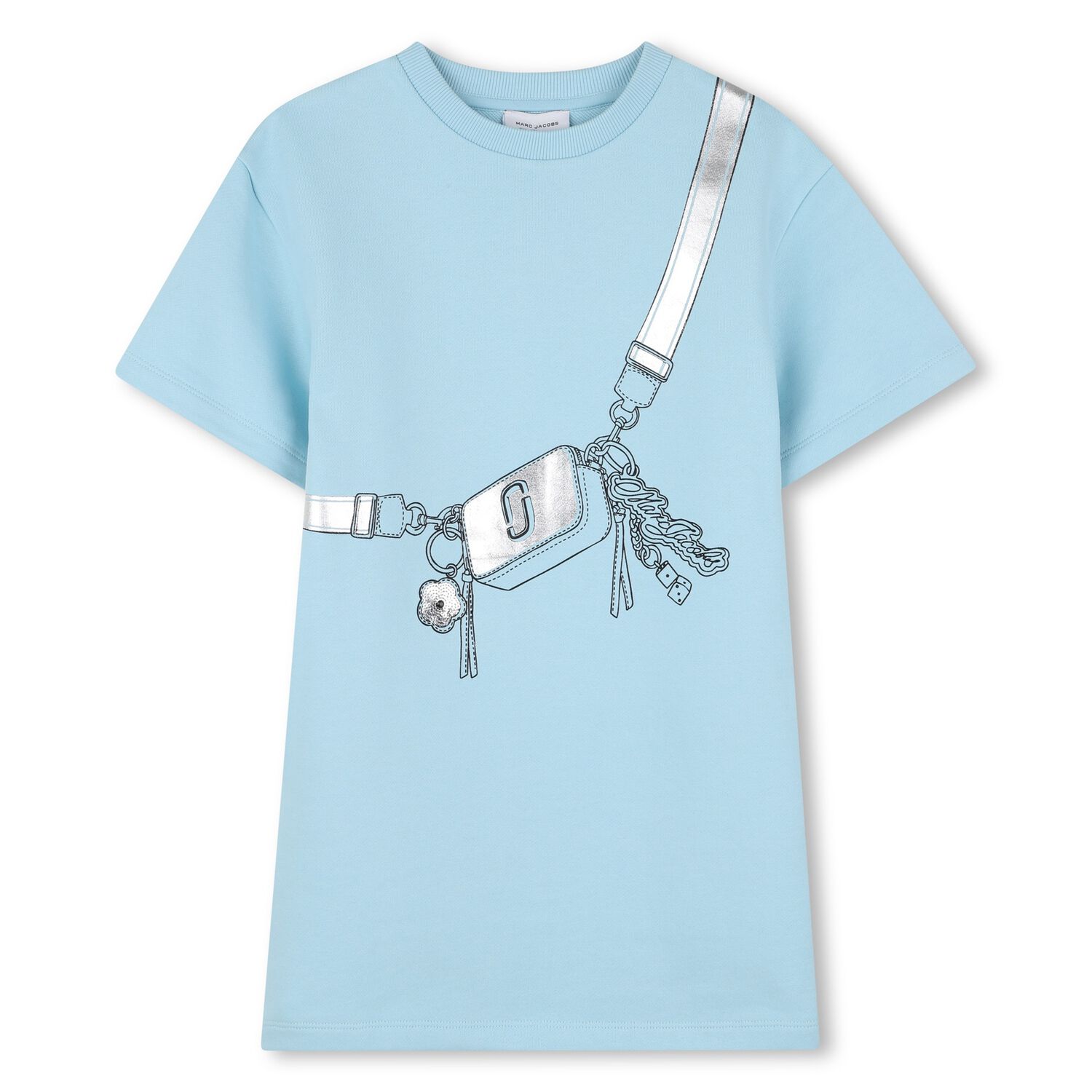 فستان بناتي أزرق فاتح مطبوع عليه صورة حقيبة, 1, hi-res