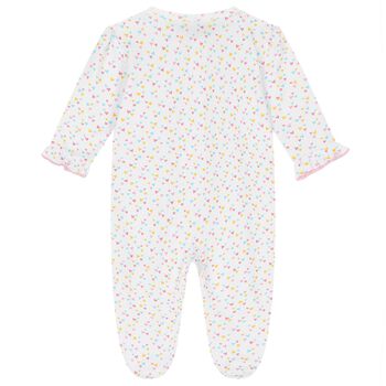 Baby Girls White & Pink Heart Babygrow