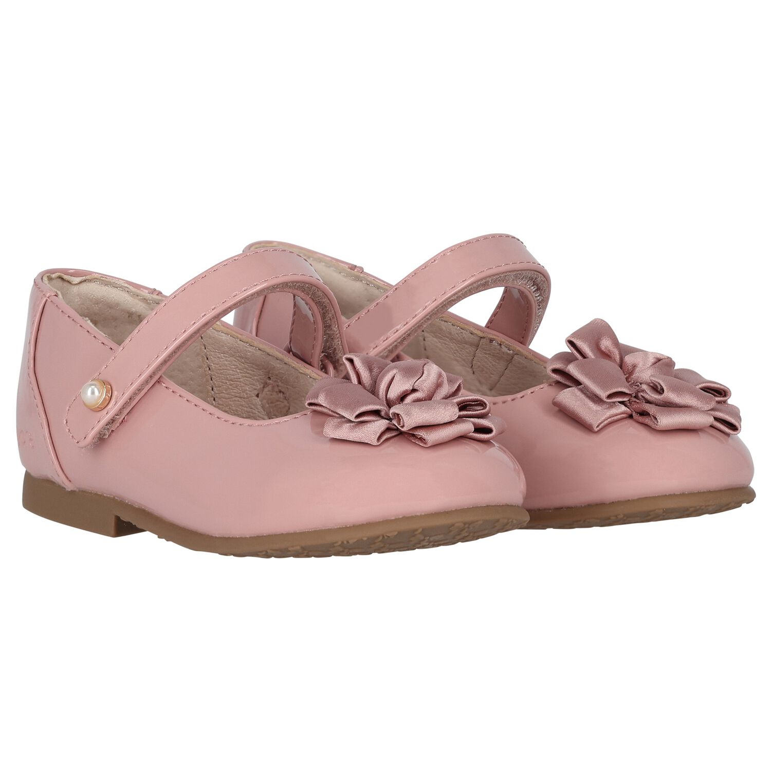 Girls Pink Patent Leather Ballerina Shoes, 2, hi-res image number null