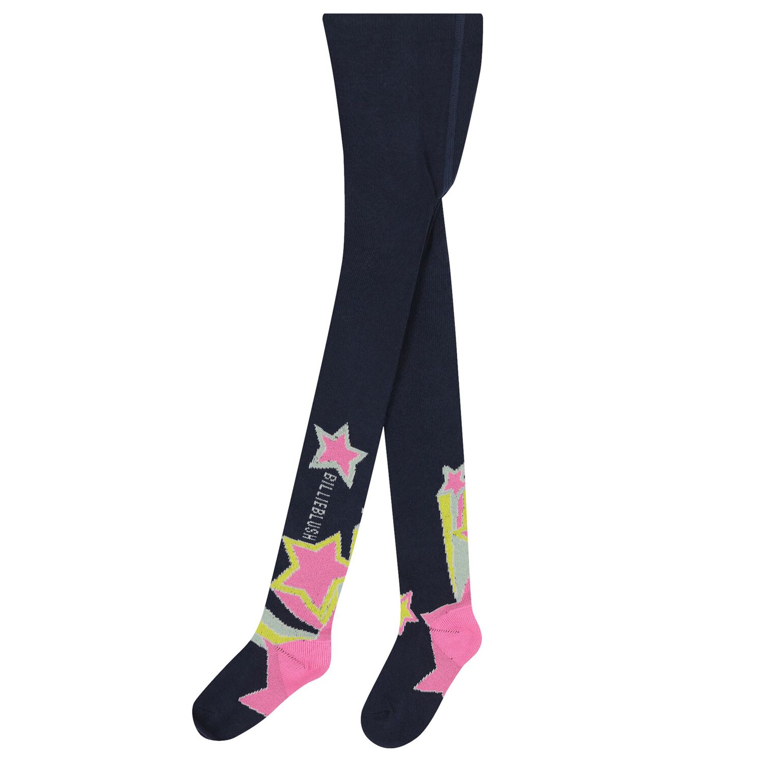 Girls Navy Blue Star Tights, 2, hi-res