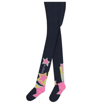 Girls Navy Blue Star Tights