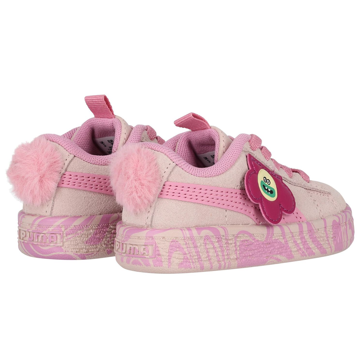 Baby Girls Pink Trolls Suede Trainers, 1, hi-res