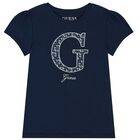 Girls Navy Blue Chiffon Skirt Set, 2, hi-res