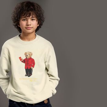 Boys Ivory Logo Polo Bear Swearshirt