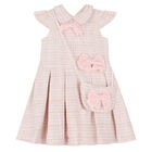Girls Pink & Ivory Bow Dress & Bag Set, 1, hi-res