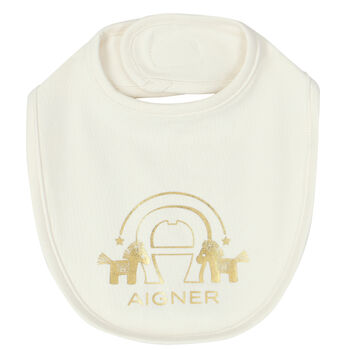 Ivory & Gold Logo Baby Bib