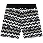 Younger Boys Black & White Zigzag Shorts, 1, hi-res