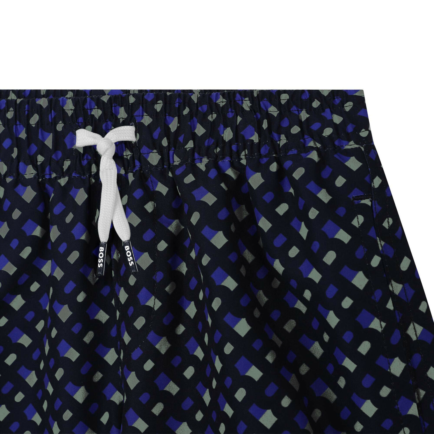 Boys Navy Blue Monogram Swim Shorts, 1, hi-res image number null