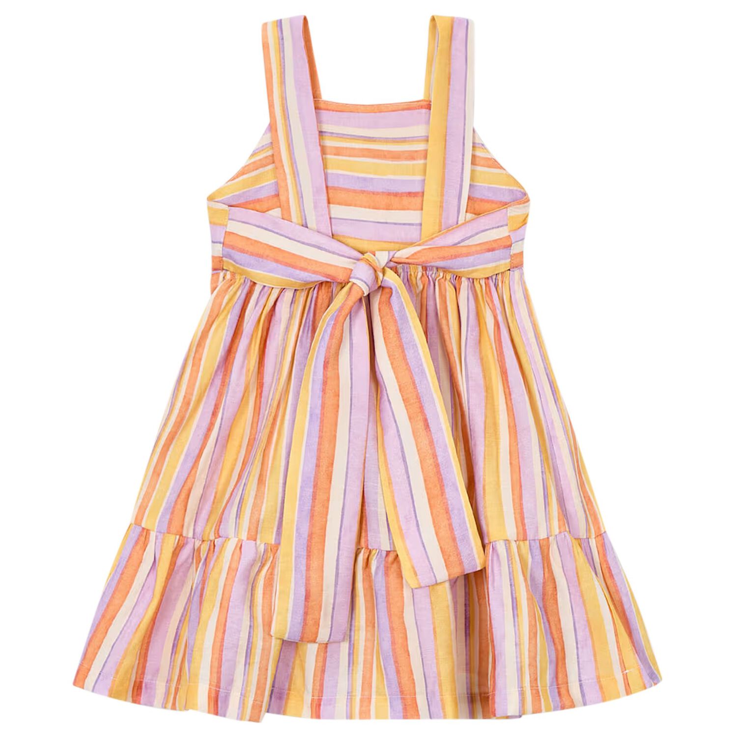 Girls Orange & Lilac Striped Dress, 1, hi-res