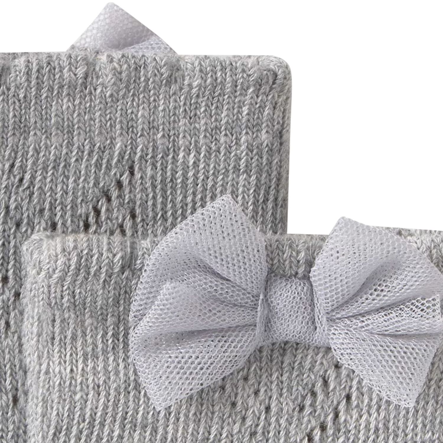 Younger Grey Knitted Bow Socks, 2, hi-res image number null